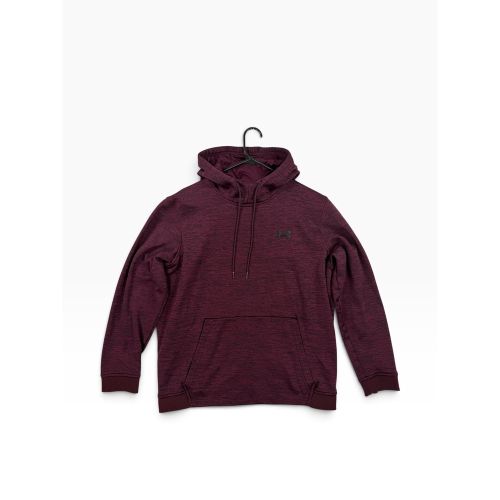 Under Armour ColdGear Men's Large Loose Fit Heathered Burgundy Pullover Hoodie